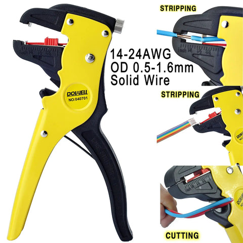 Wire Stripping Tool For 14-24 AWG Cables, Automatic Stripping Pliers For Speaker Wire And Flat Ribbon Cable, Adjustable Stop