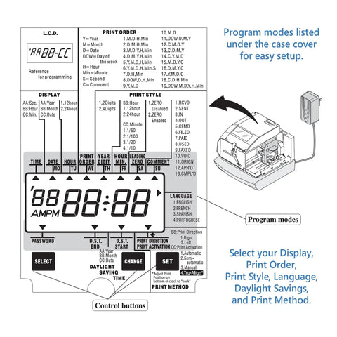 Boss Level Time Clock And Document Stamp Combo For Payroll And Project Tracking Charcoal Gray Employee Punch In Device programming guide.