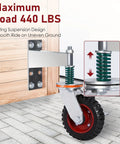 Heavy Duty 6 Inch Gate Wheel With 500 Pound Load Capacity, 360 Degree Swivel Gate Caster, Spring Loaded, Metal Tube Gate Wheel