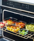 24 Piece Glass Food Storage Set with Airtight Lids and Leakproof BPA Free Containers in oven