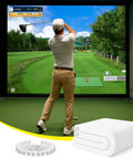 Golf simulator setup with 3D Air Mesh Golf Impact Screen For Indoor Outdoor Practice, ultra clear HD projection, grommets visible