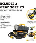 FlexiO 890 HVLP Paint Sprayer Shoots Unthinned Latex Smooth As Butter With Dual Nozzles For Drywall Cabinets And Large Surfaces lightweight carrying case with two nozzles