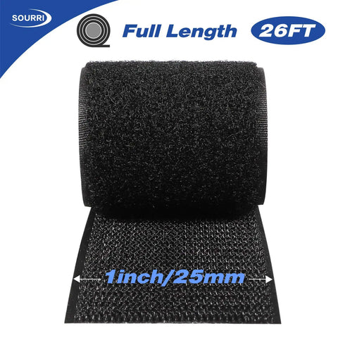 1 Inch Wide Hook And Loop Tape Roll Set Two 26 Foot Rolls Self Adhesive Nylon Fasteners showing 1 inch width