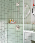 Eco Performance Handheld Shower Head With Magnetix Docking System, 60 Inch Hose, Spot Resistant Brushed Nickel Finish installed in bathroom