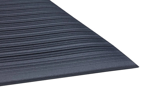 Close-up of Air Step Anti Fatigue Vinyl Floor Mat 2x3 Black for all-day comfort with a durable three-eighths inch vinyl foam core.