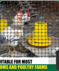164 Foot Plastic Mesh Fence Roll Reusable Safety Barrier Netting For Construction Animals Garden Pool Snow Fence And Temporary Fencing Solutions Black, showing mesh installed around poultry area with chickens.