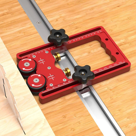 Close-up of heavy duty table saw roller stand with aluminum alloy construction and dual wheel bearing roller for pro woodworking use.