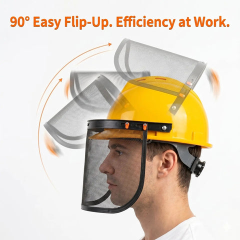 Universal Hard Hat Face Shield Attachment Kickass Flip Up Protective Visor With Solid Aluminum Bracket And Heavy Duty Steel Mesh Guard Built Tight For Construction And Landscaping Crews