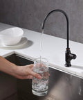 Oil Rubbed Bronze Water Drinking Faucet For Filtration Systems, Brass Body Sink Faucet Fits Most RO Units pouring water into glass
