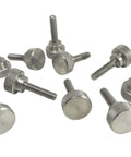 Ten Pack 8-32 Thumb Screws 303 Stainless Diamond Knurled With Straight Shoulders And Flat Tips Right Hand Threads Uncoated