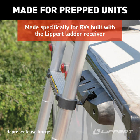 On The Go Portable Telescoping RV Ladder 14.5 Ft For Easy Roof Access, Quick Extend, And Deep Stow To 35.75 In, Heavy Duty 330 Lb Capacity, Stable And Safe Climbing For Your RV, Fits Lippert Ladder Receiver installed on RV roof