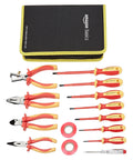 Pro Grade Insulated 1000V VDE Electrician Tool Set With Pliers And Screwdrivers Voltage Tester And Electric Tape 14 Piece Kit