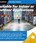 High Profile Machine Safety Guard 24 Inch High By 48 Inch Long, Fixed Industrial Barrier for vehicle impact protection shown in warehouse