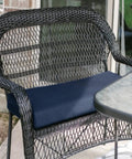 Montlake Water-Resistant Outdoor Quilted Bench Cushion For 54W X 18D X 3T Benches Navy Patio Swing Seat And Loveseat Pad installed on wicker chair