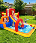 Inflatable Water Slide 10 In 1 Backyard Water Park With Bounce House And Splash Pool Two Slides Ball Pit Water Cannon Climbing Wall Overhead Sprinkler Boxing Ball And Basketball Hoop Epic Backyard Fun For Kids