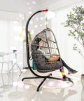 Heavy Duty Hanging Egg Chair Stand For Patio With C Stand Chain And Hook No Fuss Easy Setup 360 Degree Rotation 440 Lb Capacity