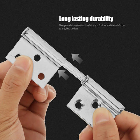 Detachable Stainless Steel Door Hinges Set For Wood And Furniture, Rising Butt Hinges held showing multi hole fitting