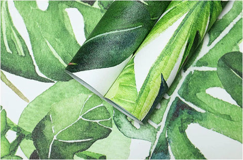 Close-up of Tropical Palm Leaves Peel And Stick Wallpaper Roll Renters Friendly Easy Install Removable Vinyl Wall Decor