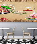 High Definition 3D Wall Covering Showcasing A Flavorful Meat Herb Roll Spice Print To Seriously Level Up Your Cafe Or Restaurant Digs With Bold Commercial Style And A Fresh Vibe Across A Generous 17 By 16 Foot Surface.