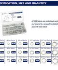 Washer assortment kit in clear plastic case with carbon steel zinc-plated lock washers (internal & external teeth), 1400 pcs