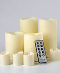 Ivory Real Wax Flameless Candles Bundle with Remote and Timer Adjustable Brightness Battery Operated 8 Pack with Pillars and Votives