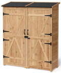 Outdoor Storage Cabinet With Waterproof Roof And Double Lockable Doors Garden Shed With Two Removable Shelves Spacious Wooden