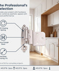 Top Shelf 3 8 Inch Inset Cabinet Hinges Satin Nickel Self Closing Semi Concealed Face Mount Kitchen Hardware With Screws Bulk 25 Pairs Built Different Smooth Operation close-up of hinge on cabinet door