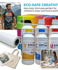 All In One Direct To Film Printing Kit With CMYK Plus White Ink The Go To Bundle For Fabric Includes 6x500 ml Ink DTF Powder 1 Kg