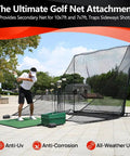 Golfer using 7 By 7 Ft Heavy Duty Golf Practice Net With Side Coverage And Sandbag For Backyard Training, Premium Nylon Construction