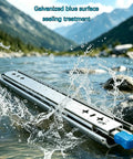 Heavy-Duty Locking Drawer Slides with water-resistant feature in a stream, showcasing galvanized blue surface sealing treatment