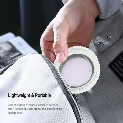 Hand holding Moon Filter 2 Inch for Telescopes, Compact and Lightweight for Easy Carrying, Fits in Bag Pocket