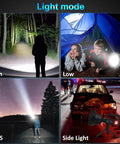 Rechargeable LED Spotlight Flashlight 2500 Lumens With Four Modes IPX5 Waterproof in various outdoor settings