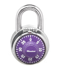 Dial Combination Locker Padlock With Purple Dial, 1.875 Inch Wide And 0.75 Inch Shackle, Keyless Convenience For School Lockers And Gym Locks, Easy Three Digit Preset Security.