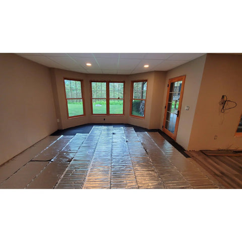 Installed Environ Electric Radiant Floor Heating Roll For Under Carpet Laminate And Wood Floors 120V 15 Sq Ft Easy Cut And Turn