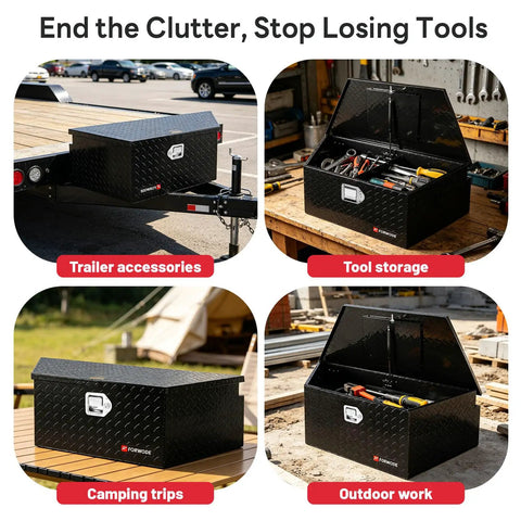 Kickass Security 39 Inch Trailer Tongue Toolbox Lockable Aluminum Tool Chest Features Diamond Plate Construction And Rock Solid Build To Keep Your Gear Secure On Rough Trails