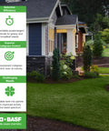 Product features of Drive XLR8 Crabgrass Killer for lawns in residential setting, emphasis on efficiency and control of grassy and broadleaf weeds.
