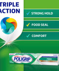 Strong All Day Hold Denture Adhesive Cream With Food Seal For Comfort Flavor Free And Zinc Free 2.4 Oz Tubes 4 Pack