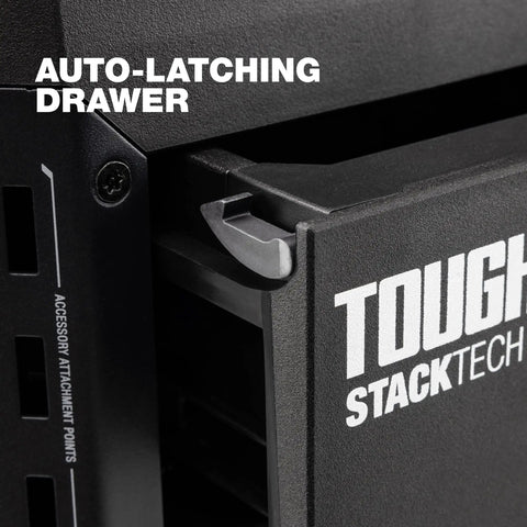 Auto-latching drawer mechanism on StackTech 1 Drawer Tool Box With Auto Latching Drawers, 50 Lb Capacity, Stackable Tool Storage