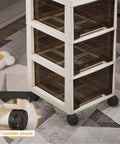 Multitasking Rolling Storage Cart With Sturdy Plastic Drawers And Smooth Gliding Swivel Wheels, showcasing lockable wheels and three clear drawers.
