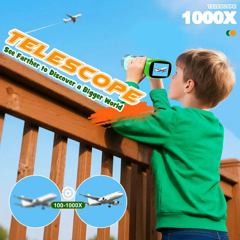 Kid Friendly 4K Handheld Microscope With 2.0 Inch Screen Rechargeable Camera Includes 6 Slides Game Changer For Indoor Outdoor Exploration Portable Science Toy For Ages 3 To 12 Easy To Use For Curious Young Explorers, child viewing airplane