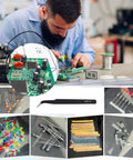 Technician using Massive 1400Pcs Electronics Component Kit With Transistors, LED Diodes, Metal Film Resistors, Capacitors