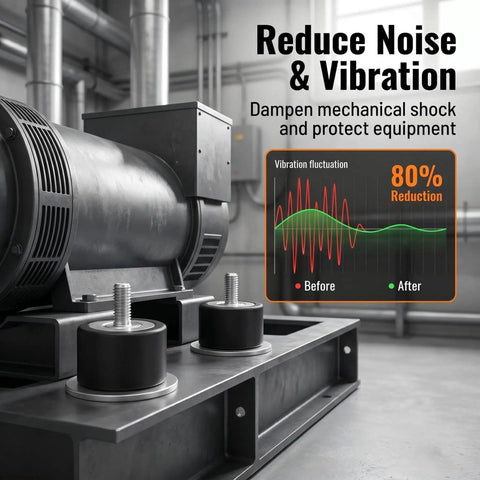 Two Pack 0H1829 Rubber Vibration Isolator Mounts 38.1mm Diameter By 25.4mm Height With M8-1.25 Threaded Studs For Industrial Gear And Home Workshop Vibration Dampening on machine base