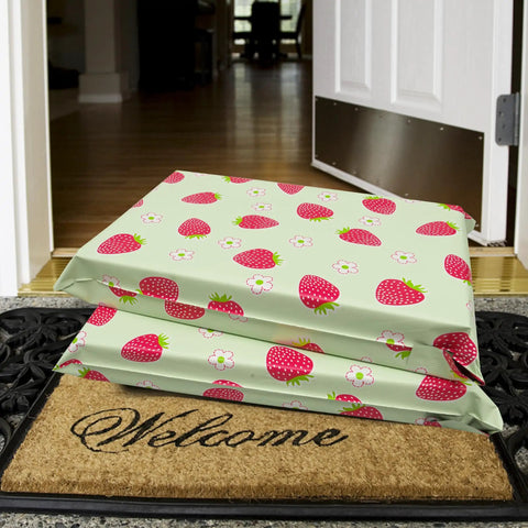 Strawberry Print 12x15.5 Inch Poly Mailers Pack Of 50 Self Sealing Waterproof And Tear Resistant Shipping Bags At Doorstep