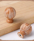 Boho Wood Dresser Knob Set With 10 Screws And Small Wrench Dense Leaf Pattern Resin Cabinet Knobs with rustic wood finish