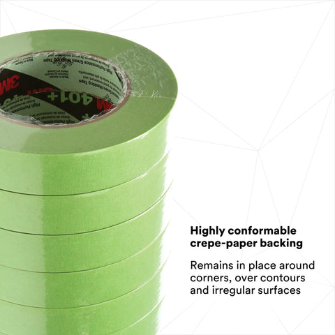 Pro Grade High-Performance Green Masking Tape 401 Plus for Sharp Paint Lines with Superior Adhesion, stack of rolls