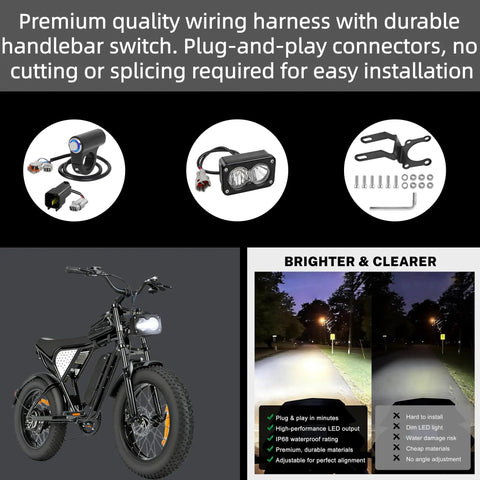 Plug And Play Dirt Bike LED Headlight Kit With 20W Bright White Light 6000K To 6500K Includes Mounting Bracket And Wiring Harness