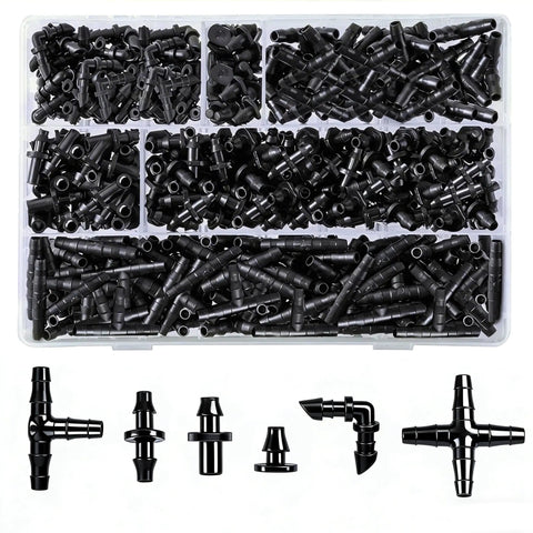 Two Hundred Twenty Piece Drip Irrigation Kit with One Quarter Inch Tubing Fittings for Garden Lawn and Flower Beds Sprinkler Systems
