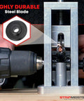 Replacement Blade Kit For Original And E250 Wire Strippers installed in heavy duty wire cutting tool with drill