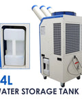 Heavy Duty Portable Air Conditioner That Kicks Butt On Roasting Days With Blistering 22178 Btu Cooling And Snappy 910 Cubic Meter Per Hour Airflow For Garage Workshops And Patios featuring 14L water storage tank.