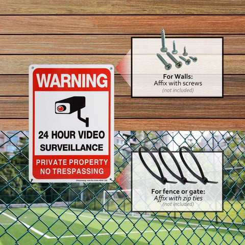 Private Property No Trespassing Sign With Video Surveillance Outdoor Aluminum Sign 10 By 7 Inches UV Printed on wood and fence